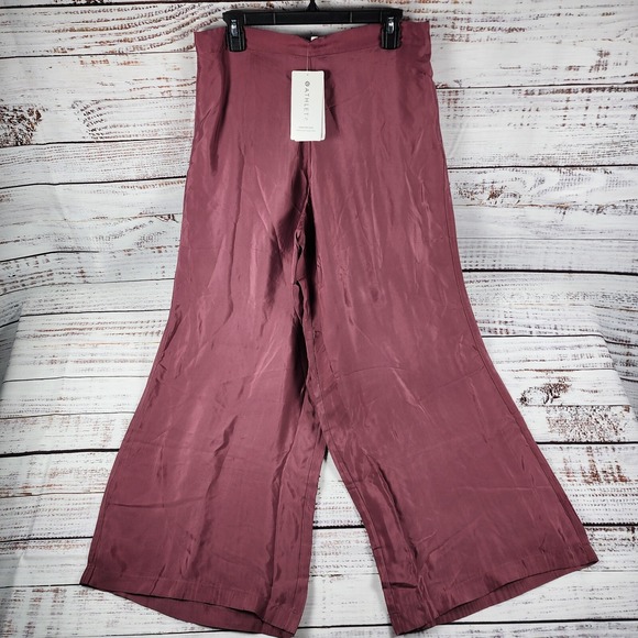 Athleta Pants - NWT Athleta Calm Cool Pants Womens Large Wide Leg Cupro Mauve Relaxed Fit